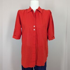 Vintage Greiger Red Blouse Cotton Made in Austria Size 34 (Small